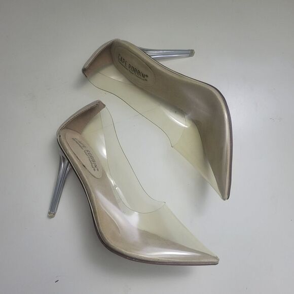 Capes Robbin glass doll clear pointy toe high heel pumps, 8 - Picture 7 of 8